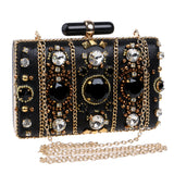 Elena Black Beaded Rhinestone Embellished Clutch Bag - Fashion Genie Boutique