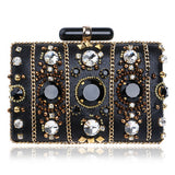 Elena Black Beaded Rhinestone Embellished Clutch Bag - Fashion Genie Boutique