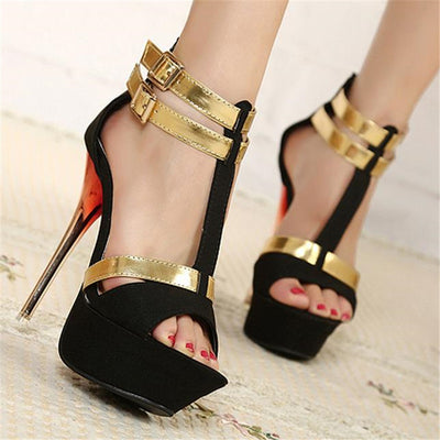 Dream Destination Gold Strap High Heels - Fashion Genie Boutique