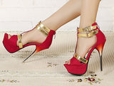 Dream Destination Gold Strap High Heels - Fashion Genie Boutique