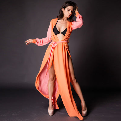 Shaya Orange Maxi Kaftan - Fashion Genie Boutique