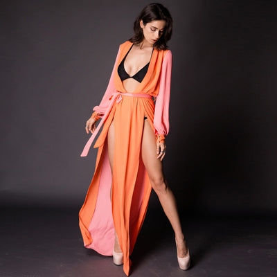 Shaya Orange Maxi Kaftan - Fashion Genie Boutique
