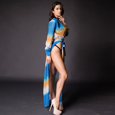 Shaya Blue Multi Maxi Kaftan - Fashion Genie Boutique
