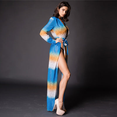 Shaya Blue Multi Maxi Kaftan - Fashion Genie Boutique
