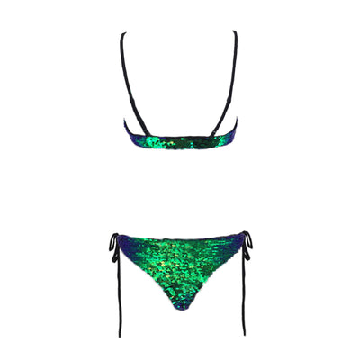 Hoola Goodness Green Sequin Monokini Swimsuit - Fashion Genie Boutique
