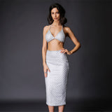 Under The Radar Silver Glitter Bralet & Midi Skirt Co Ord - Fashion Genie Boutique
