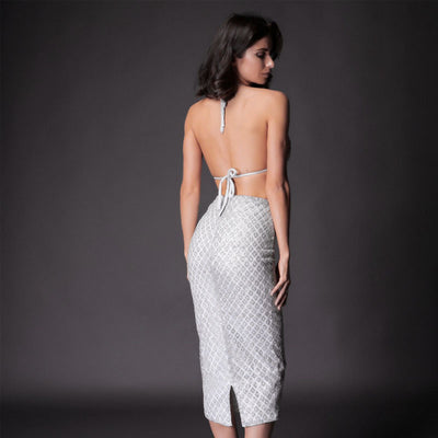 Under The Radar Silver Glitter Bralet & Midi Skirt Co Ord - Fashion Genie Boutique