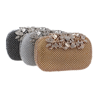 Eileen Flower Crystal Clutch Bag - Fashion Genie Boutique