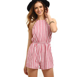 Brenda Red Stiped Playsuit - Fashion Genie Boutique