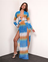 Makena Blue Multi Maxi Kaftan - Fashion Genie Boutique