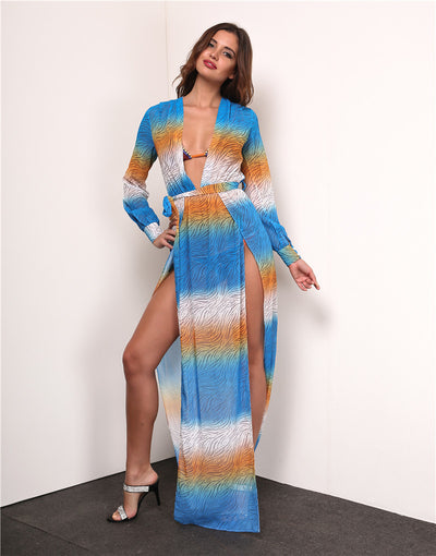 Makena Blue Multi Maxi Kaftan - Fashion Genie Boutique