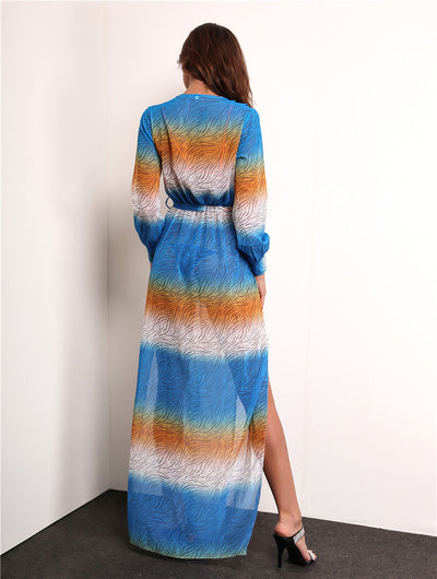 Makena Blue Multi Maxi Kaftan - Fashion Genie Boutique