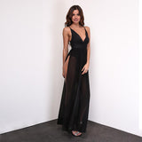 Flower of Love Black Double Split Maxi Dress - Fashion Genie Boutique
