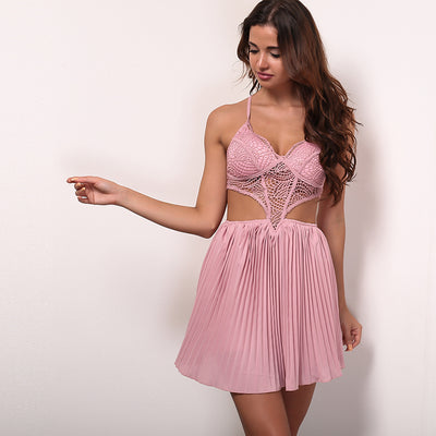 Crown Princess Pink Pleated Skater Dress - Fashion Genie Boutique