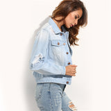 Delaney Light Blue Shredded Back Denim Jacket - Fashion Genie Boutique