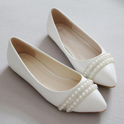 Fashionista White Pearl Embellished Pumps - Fashion Genie Boutique