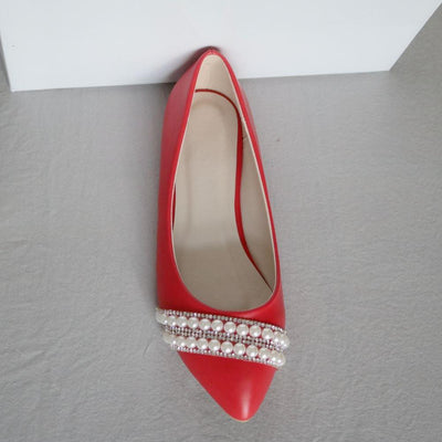 Fashionista White Pearl Embellished Pumps - Fashion Genie Boutique