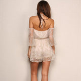 Dazzling Doll Gold Glitter Cold Shoulder Wrap Playsuit - Fashion Genie Boutique