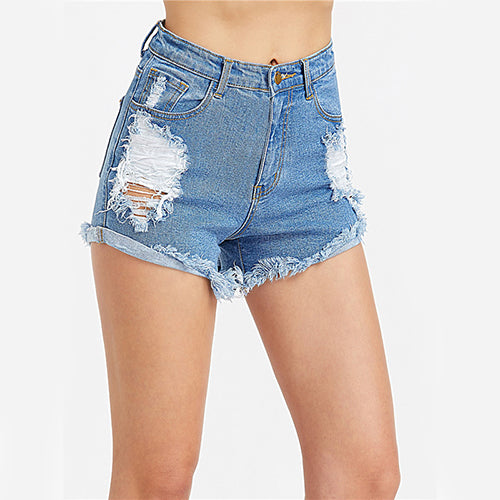 The Boyfriend Blue Distressed Denim Shorts - Fashion Genie Boutique