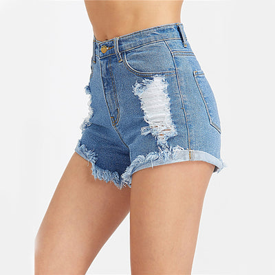 The Boyfriend Blue Distressed Denim Shorts - Fashion Genie Boutique