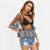 Summer Heat Black Mesh Frill Top - Fashion Genie Boutique