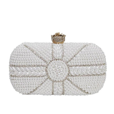 Marie White Pearl Beaded Clutch Bag - Fashion Genie Boutique