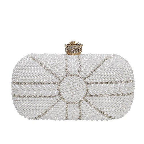 Marie White Pearl Beaded Clutch Bag - Fashion Genie Boutique