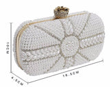 Marie White Pearl Beaded Clutch Bag - Fashion Genie Boutique
