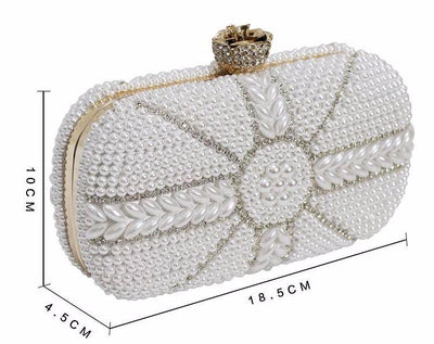 Marie White Pearl Beaded Clutch Bag - Fashion Genie Boutique