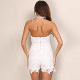 Lace Lover White Crochet Lace Up Playsuit - Fashion Genie Boutique