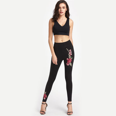 Fashion Perk Black Embroidered Leggings - Fashion Genie Boutique
