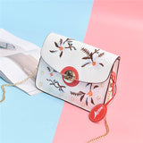 Floral Embroidered Crossbody Chain Handbag - Fashion Genie Boutique