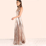 Chic Celebration Champagne Sequin Maxi Dress - Fashion Genie Boutique