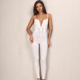 Set To Slay White Tie Waist Jumpsuit - Fashion Genie Boutique