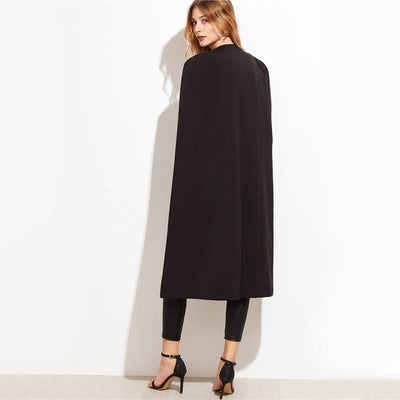 Day by Day Black Longline Cape Split Sleeve Blazer - Fashion Genie Boutique