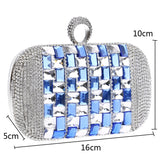 Annie Blue Silver Rhinestone Embellished Clutch Bag - Fashion Genie Boutique