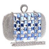 Annie Blue Silver Rhinestone Embellished Clutch Bag - Fashion Genie Boutique