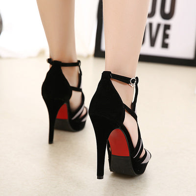 All Time High Grey & Black Cut Out Heels - Fashion Genie Boutique