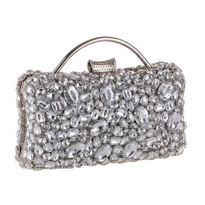 Jane Silver Diamond Rhinestone Clutch Bag - Fashion Genie Boutique