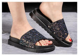Stardom Black Glitter Sliders - Fashion Genie Boutique