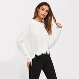 Cute In Cable Cream Scallop Hem Jumper - Fashion Genie Boutique