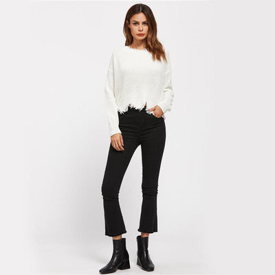 Cute In Cable Cream Scallop Hem Jumper - Fashion Genie Boutique