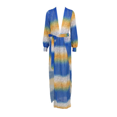 Makena Blue Multi Maxi Kaftan - Fashion Genie Boutique