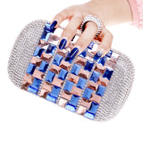 Annie Blue Rose Gold Rhinestone Embellished Clutch Bag - Fashion Genie Boutique