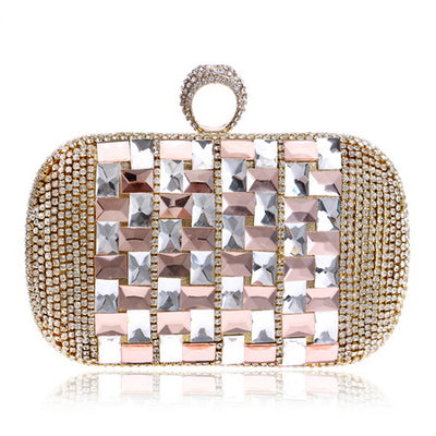 Annie Rose Gold Rhinestone Embellished Clutch Bag - Fashion Genie Boutique