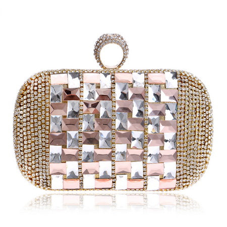 Annie Rose Gold Rhinestone Embellished Clutch Bag - Fashion Genie Boutique