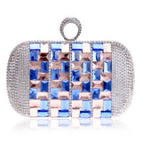 Annie Blue Rose Gold Rhinestone Embellished Clutch Bag - Fashion Genie Boutique