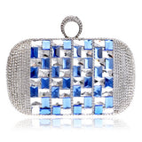 Annie Blue Silver Rhinestone Embellished Clutch Bag - Fashion Genie Boutique