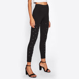 Others Follows Black Pearl Embellished High Waisted Leggings - Fashion Genie Boutique