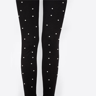 Others Follows Black Pearl Embellished High Waisted Leggings - Fashion Genie Boutique